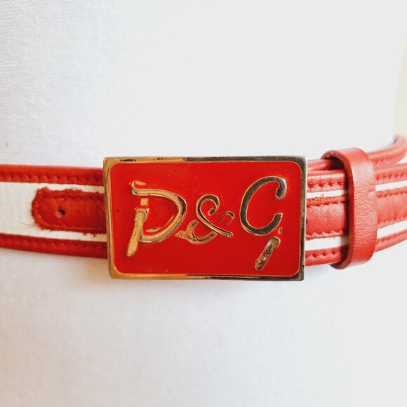 Dolce & Gabbana Red White Leather Synthetic Belt Size 75 main image 13